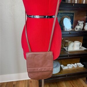 J. Jill Milk Chocolate Brown Leather Boho Crossbody Bag